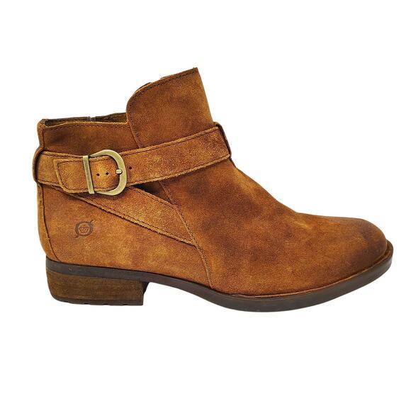 New Born Shoes Womens 9.5 Boots Jorgette Brown Chestnut Leather Ankle Buckle - Picture 3 of 8